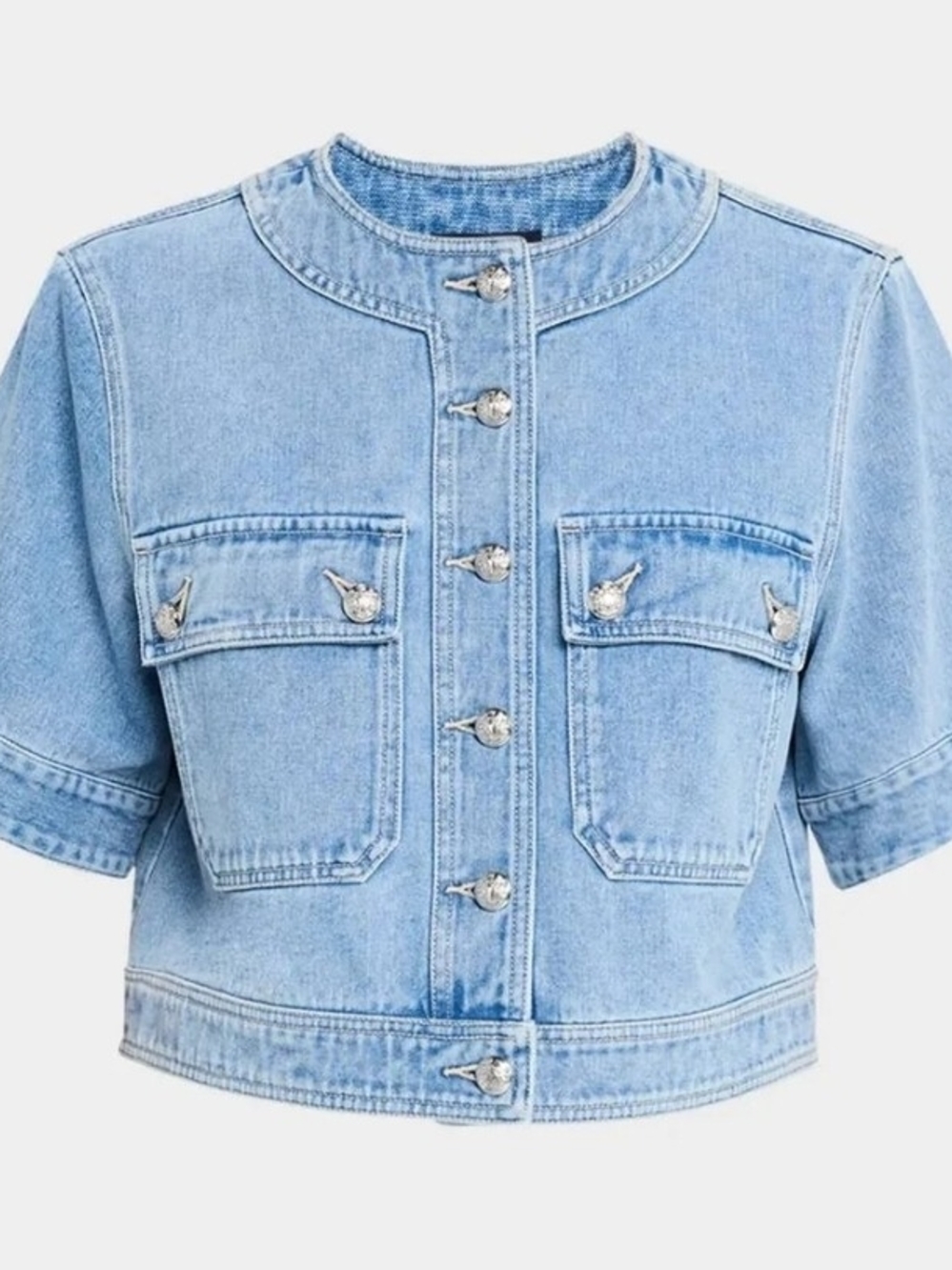 Veronica Beard Elias Short Sleeve Cropped Denim Jacket – Size S/P - Picture 2 of 5